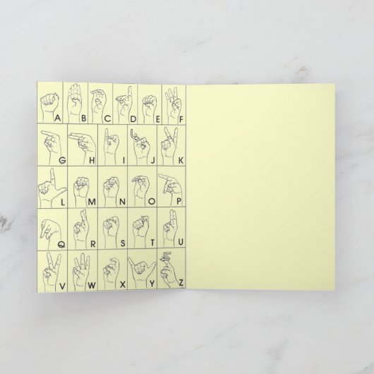 Carte ASL American Sign Language A à Z Alphabet Card (Intérieur)