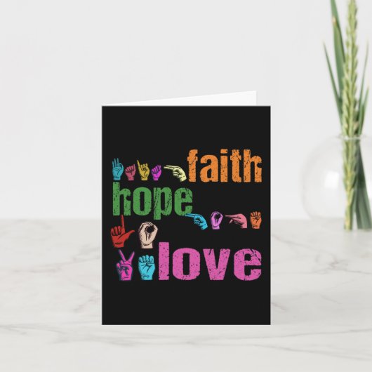 Carte ASL Faith Hope Love American Sign Language Christi (Devant)