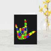 Carte ASL Love Hand Sign Language Puzzle Autism Awards (Fleur jaune)
