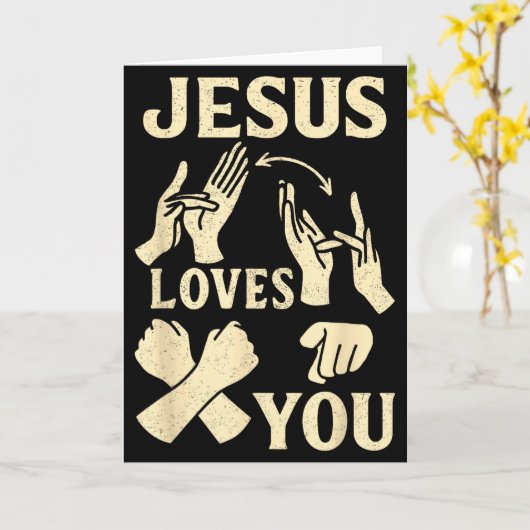 Carte Asl Teacher American Sign Language Christian Jesus (Fleur jaune)