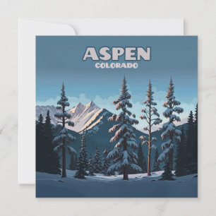 Carte Aspen Colorado Arbres Montagnes de Neige Rétro