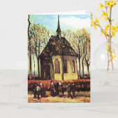 Carte Assemblée quittant l'église réformée (Fleur jaune)
