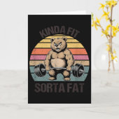 Carte Assez en Forme Un Peu Gras - Ours de Gym Drôle Hal (Fleur jaune)