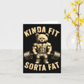 Carte Assez en forme un peu gros - Ours de gym drôle d'h (Fleur jaune)