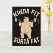 Carte Assez en forme un peu gros - Ours de gym drôle d'h (Fleur jaune)