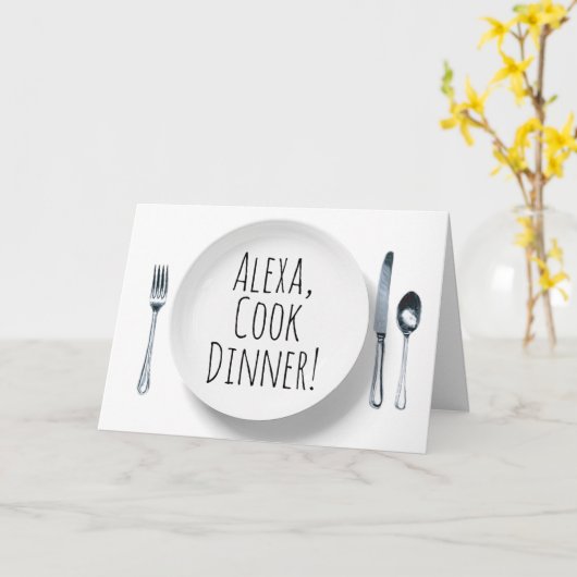 Carte Assiette à dîner blanche avec commande Alexa pour (Fleur jaune)