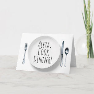 Carte Assiette à dîner blanche avec commande Alexa pour