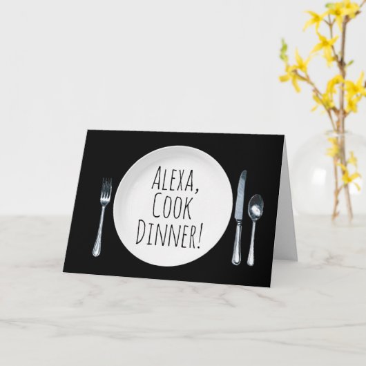 Carte Assiette à dîner blanche avec commande Alexa pour  (Fleur jaune)