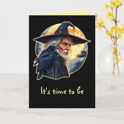 Carte Assistant avec corbeau - Halloween Fun 2 (Fleur jaune)