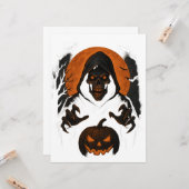 Carte Assistant Halloween effrayant - Crâne à capuchon D (Devant/Arrière en situation)