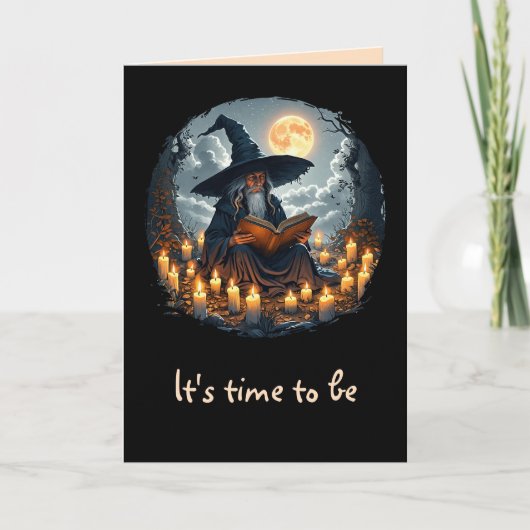 Carte Assistant lecture d'un livre - Wicca Halloween 2 (Devant)