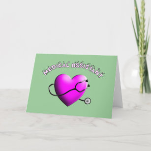 Carte Assistant Médicale PINK HEART Design Cadeaux