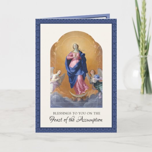 Carte Assomption religieuse Vierge Marie Prière Rosaire (Devant)