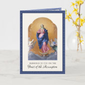 Carte Assomption religieuse Vierge Marie Prière Rosaire (Fleur jaune)