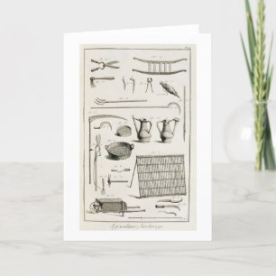 Carte Assortiment des outils de jardinage, du 'Encyclope