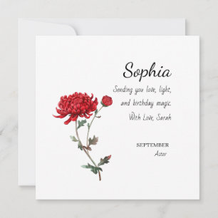 Carte Aster de septembre anniversaire personnalisé