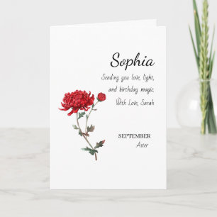 Carte Aster de septembre anniversaire personnalisé