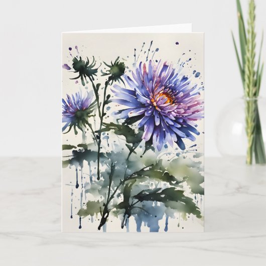 Carte Aster - Fleurs aquarelles (Devant)