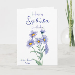 Carte Aster Septembre Fleur de naissance Anniversaire