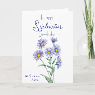 Carte Aster Septembre Fleur de naissance Anniversaire