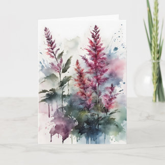 Carte Astilbe - Fleurs aquarelle