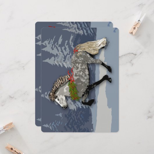 Carte Astrid pour les vacances Beau cheval islandais (Devant/Arrière en situation)