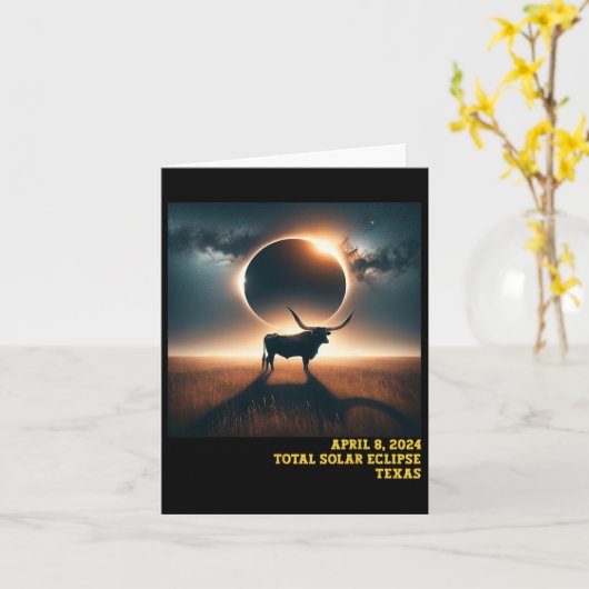 Carte Astro commémoratif Texas Total Solar Eclipse 2024 (Fleur jaune)