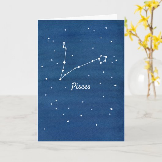 Carte Astrologie Constellation Pisces Joyeux Anniversair (Fleur jaune)