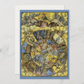 Carte Astrologie vintage, Roue Zodiaque Renaissance, 155 (Devant / Derrière)