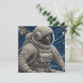 Carte Astronaute d'art IA dans l'espace (Debout devant)