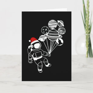 Carte Astronaute de Noël, bulles de planètes amusantes