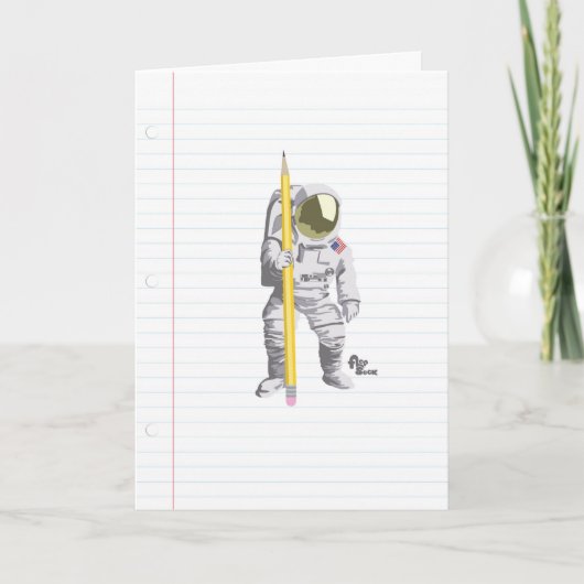 Carte Astronaute Pencil and Paper Greeting Card (Devant)