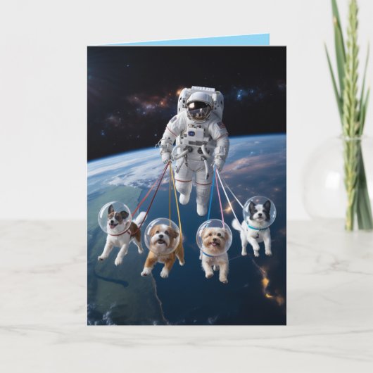 Carte Astronaute Promenade avec le Chien (Devant)