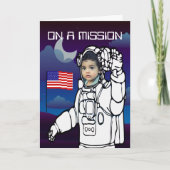 Carte Astronaute sur garçon d'anniversaire de lune d'esp (Devant)