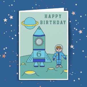 Carte Astronaute sur la Lune, espace, joyeux anniversair