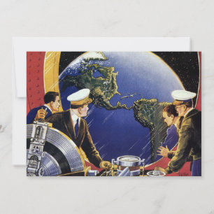 Carte Astronautes de la science-fiction vintage en orbit