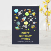 Carte Astronautes et roquettes de l'espace extra-atmosph (Fleur jaune)