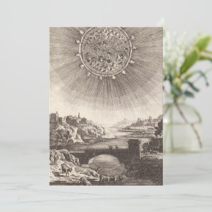Carte Astronomie Antique Ciel avec Soleil par Allain Mal