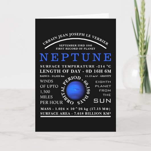 Carte Astronomie détaillée de la planète Neptune (Devant)