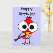 Carte AT- Cardinal Bird Jouer Clarinet Caricature (Fleur jaune)
