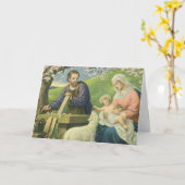 Carte Atelier de Joseph avec Marie et Bébé Jésus (Fleur jaune)