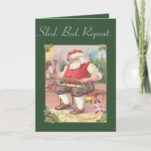 Carte Atelier de jouets du Père Noël de Noël vintage joy