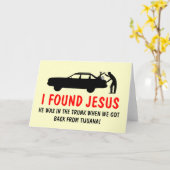 Carte Athée drôle j'ai trouvé Jésus (Fleur jaune)
