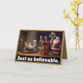 Carte Atheist dinosaur and Santa Christmas (Fleur jaune)