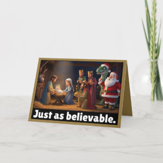 Carte Atheist dinosaur and Santa Christmas