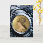 CARTE ATHÉNA ET GRYPHONS DE COMBAT (Fleur jaune)