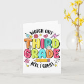 Carte Attention 3e année Me voici Premier jour de retour (Fleur jaune)