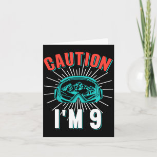 Carte Attention 9 ski 9e anniversaire snowboard 9 ans sk