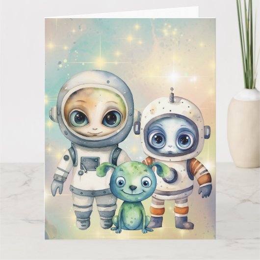 Carte Attention Anniversaire Intergalactique Simple (Devant)