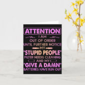 Carte Attention I Am Out Of Order Until Further Notice M (Fleur jaune)